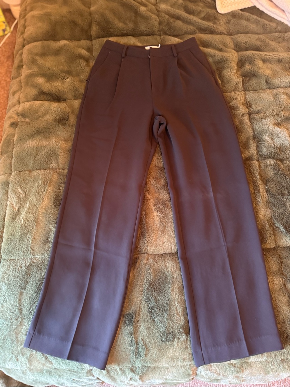 Good American Column Trouser Pants Black High Waist Wide Leg